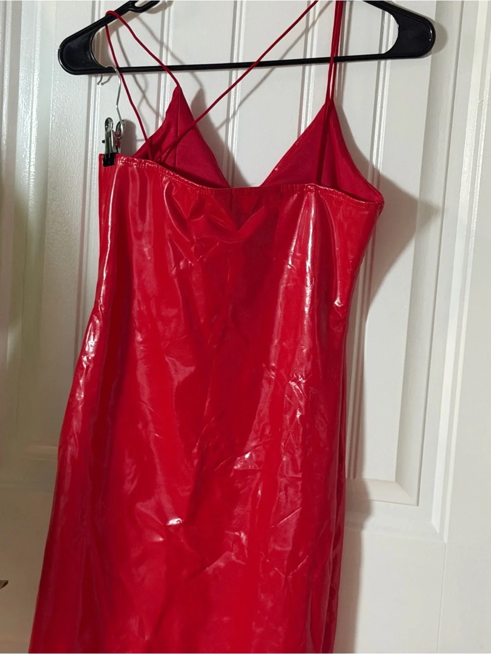 Red Satin-Look Slip Dress with Spaghetti Straps